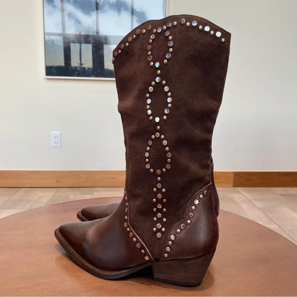 NWOT Free People Jackson Studded Western Bootie, Size 7.5